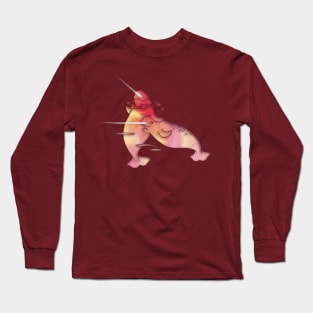 Peach Sea Narwhals Long Sleeve T-Shirt